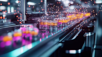 A photo highlighting a conveyor belt filled with small batches of distinct products showcasing the ability of the microfactory to switch between different designs seamlessly.