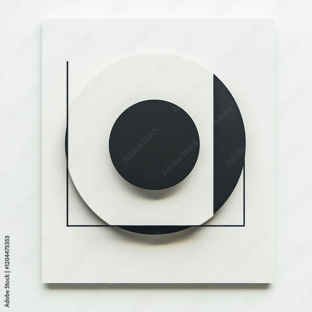 Poster abstract geometric wall art featuring contrasting shapes and colors in a modern interior design. gen