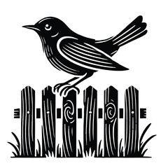 Naklejka premium Bird Perched Fence Post