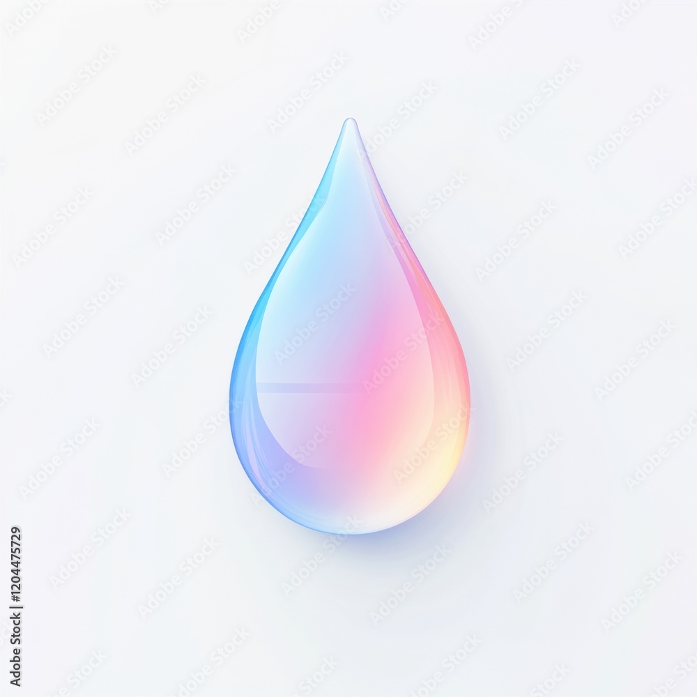 Poster colorful water droplet design with a gradient effect on a white background showcasing modern digital