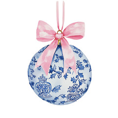 Coquette Chinoiserie Christmas Clipart Vector Illustration