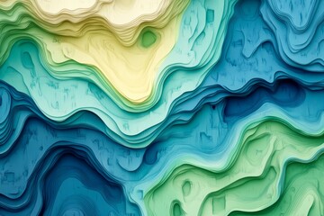 Obraz premium Abstract topographic map patterns in blue and green for design and inspiration