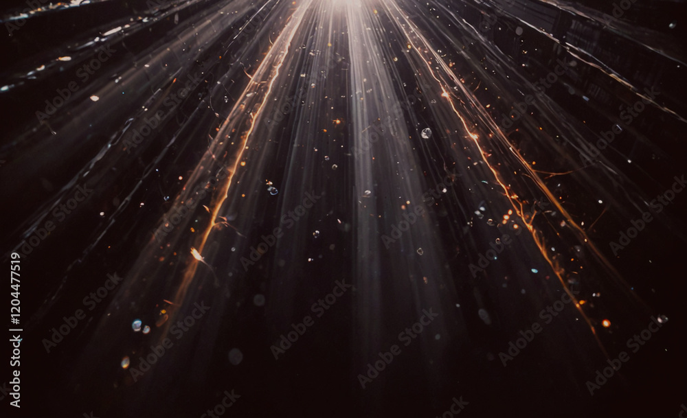 Poster A dark sky with a bright light shining through it. The light is creating a beautiful and mysterious atmosphere