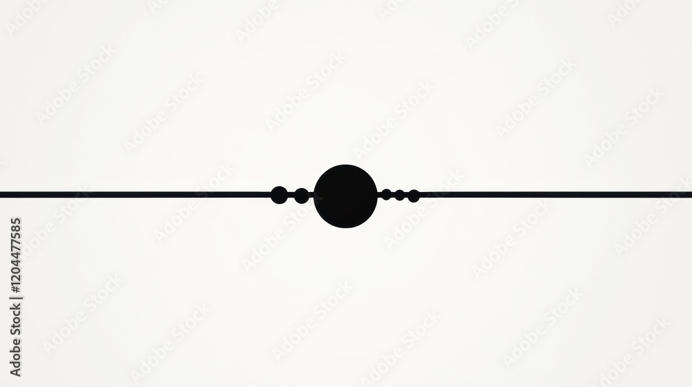 Poster Abstract black circle and lines on light background representing balance and harmony in modern design contexts. Generative AI