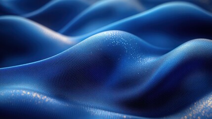 Obraz premium Abstract blue fabric waves creating a serene and dynamic background with soft textures and patterns