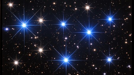 Obraz premium Vibrant Blue Stars in a Dark Galaxy Space Background