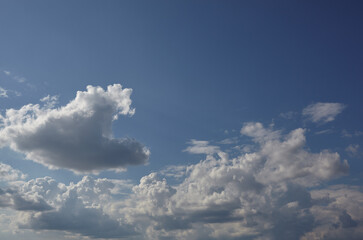 Abstract image of blurred sky. Blue sky background with cumulus clouds