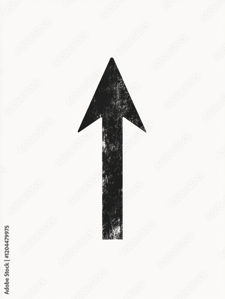 Aufkleber bold black arrow symbol indicating upward direction on a light background during modern design conce
