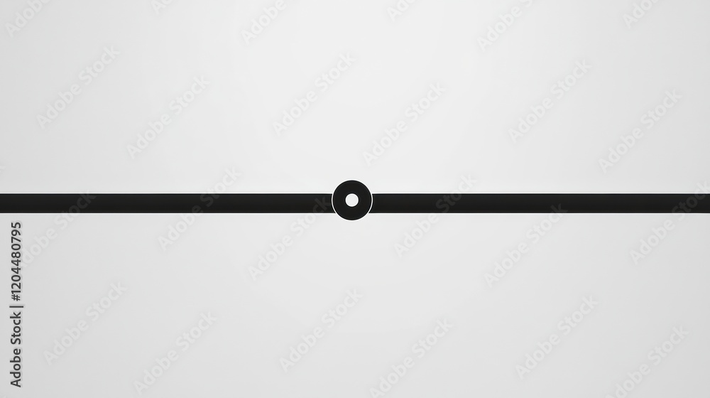 Fototapete Minimalist design featuring a black line with a central circle on a white background showcasing modern aesthetic principles. Generative AI