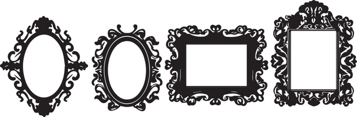 A set of frame silhouettes for flat design. Hand drawn vector illustration