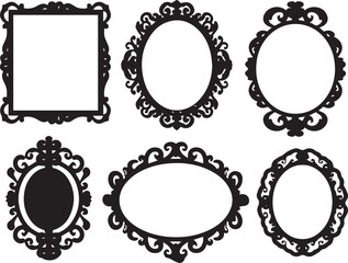 A set of frame silhouettes for flat design. Hand drawn vector illustration