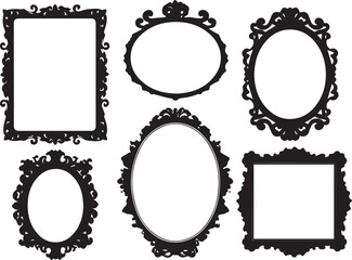 A set of frame silhouettes for flat design. Hand drawn vector illustration