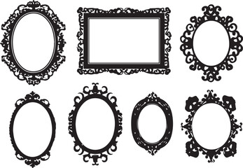 A set of frame silhouettes for flat design. Hand drawn vector illustration