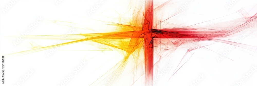 Poster Bright abstract design with sharp lines and gradients in warm colors capturing dynamic motion and energy. Generative AI