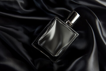 Men's perfume bottle in satin cloth waves draperies.