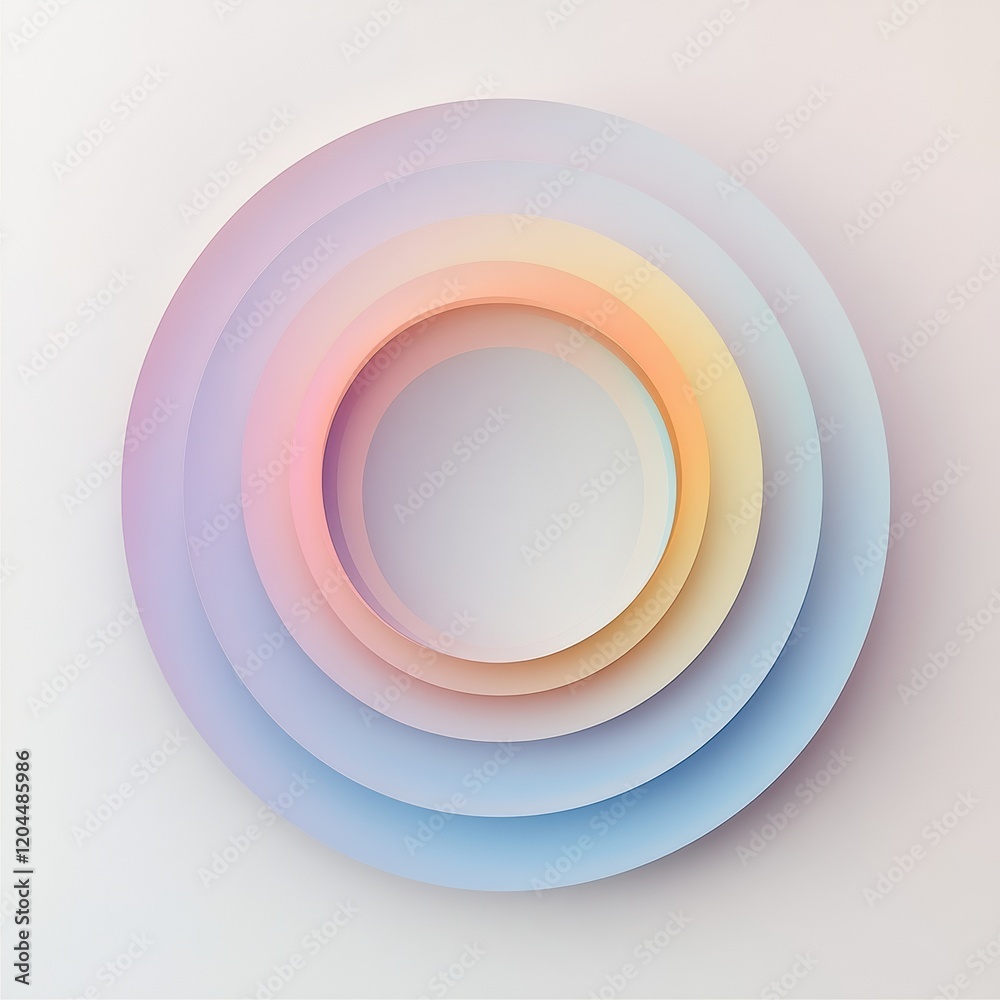 Aufkleber Colorful layered circles create a soft gradient effect on a light background for visual design inspiration. Generative AI