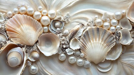 Elegant Seashells and Pearls Arrangement: A Luxurious Ocean Treasure