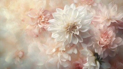 Ethereal floral arrangement with dahlias and roses
