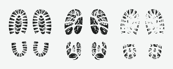 illustration of black footprints on white background