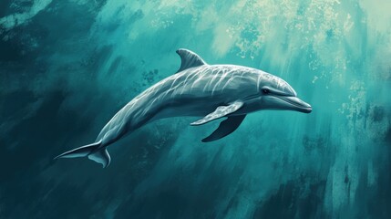 Fototapeta premium Graceful dolphin swimming in turquoise waters
