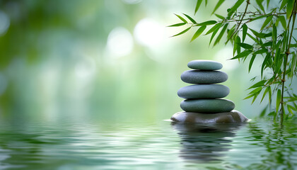 Obraz premium Spa still life bamboo and stones