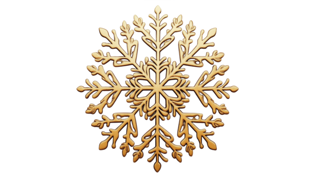 Minimalistic golden Christmas ornament with intricate snowflake design