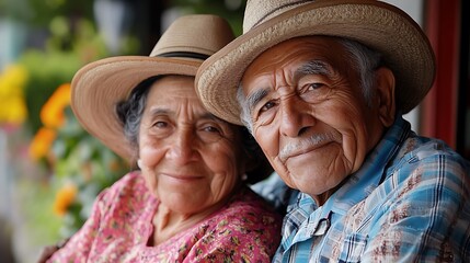A mature Hispanic couple takes pleasure in the outdoors, their deep connection visible as they enjoy a fulfilling retirement journey as immigrants from Latin America.