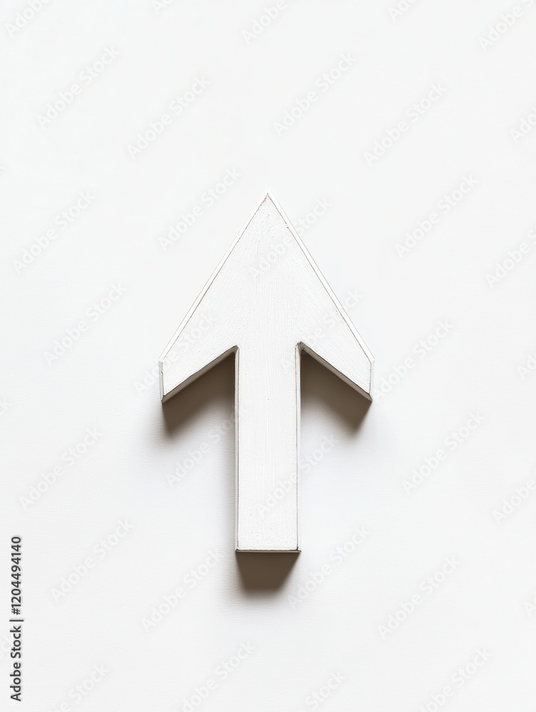 Aufkleber Minimalist white arrow pointing upwards against a plain background depicting direction and movement. Generative AI