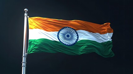 "The Indian flag illuminated by soft evening light, creating a peaceful and inviting atmosphere