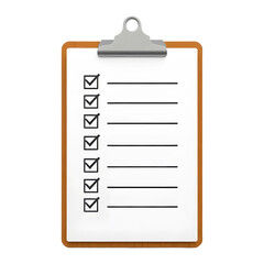 Simple Flat Line Vector Icon of Clipboard with Neat Checkmarks on Transparent Background