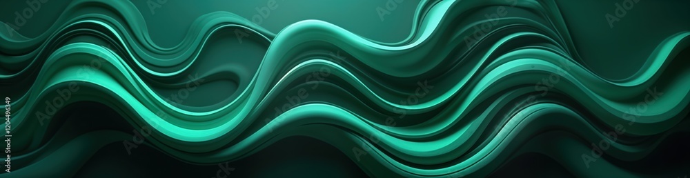 Aufkleber Dynamic abstract design with flowing emerald green curves. Seamless pattern creates futuristic, luxurious visual effect. Modern background ideal for tech concepts eco-friendly design projects. Wavy