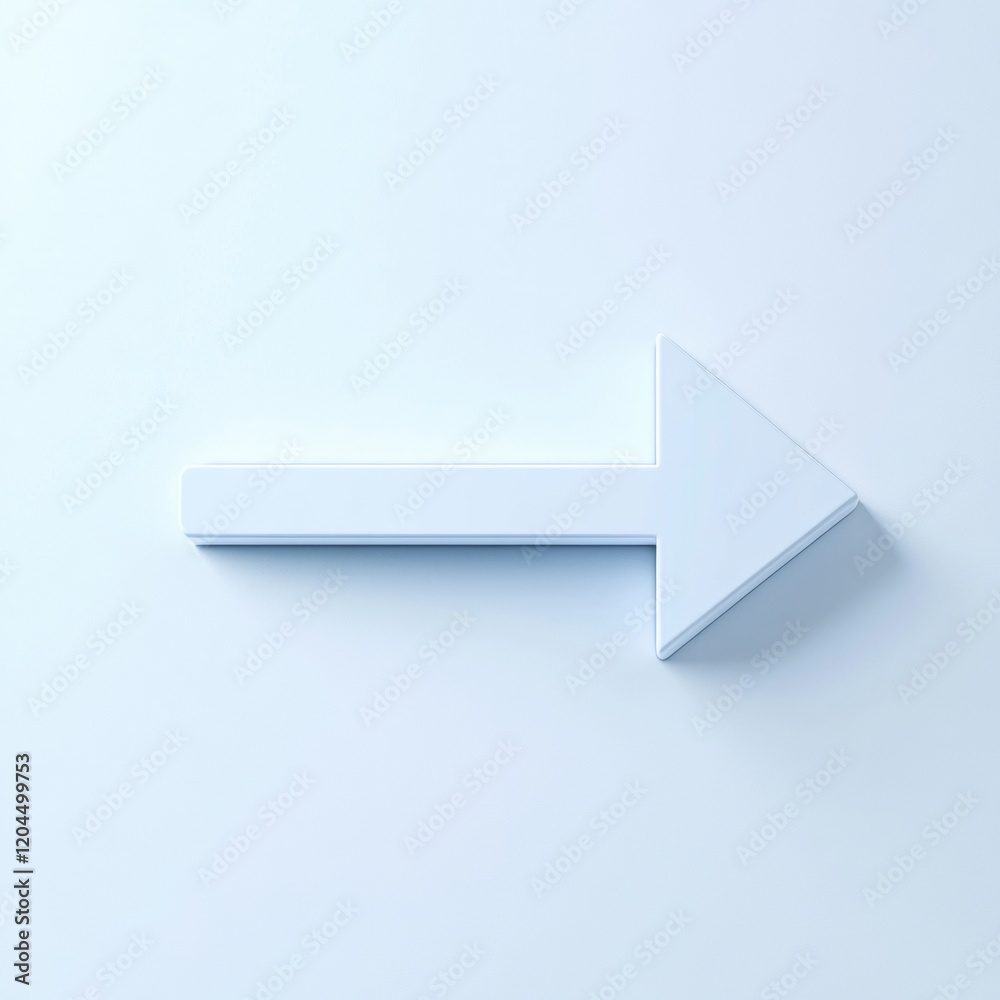Poster Directional arrow pointing right on a soft blue background with minimalist design. Generative AI