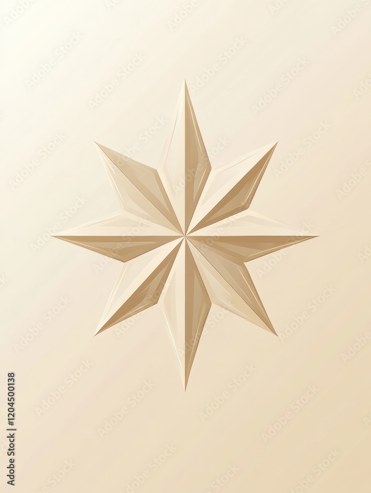 Poster Intricate wooden star design carved in light wood with symmetrical points and smooth finish at an art exhibition. Generative AI