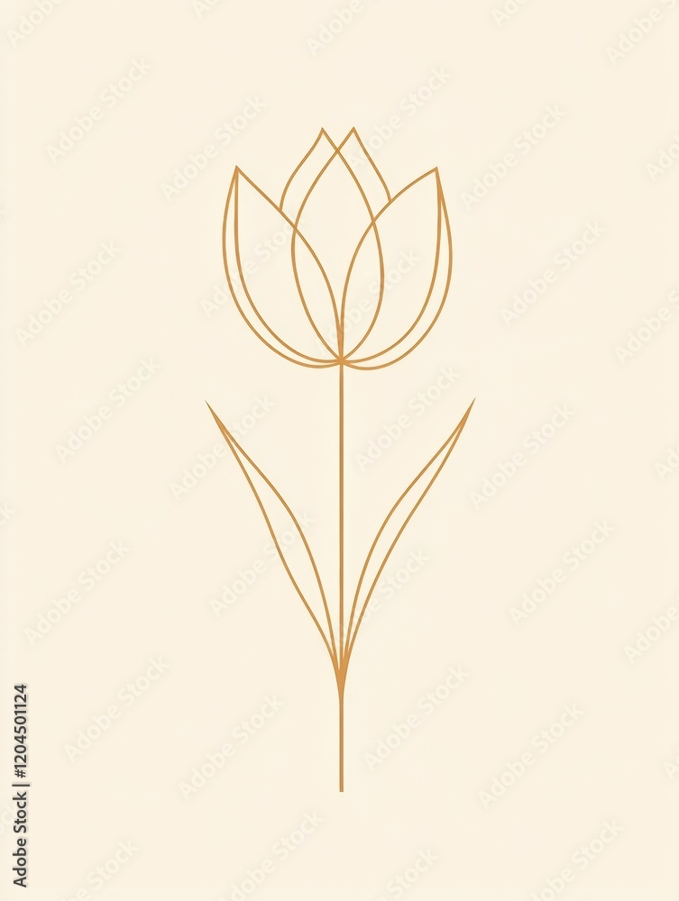 Fototapete elegant line drawing of a tulip showcasing a minimalist design on a light background. generative ai