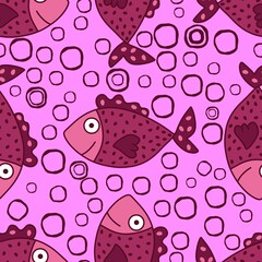 Ocean seamless fish pattern for wrapping paper and fabrics and linens