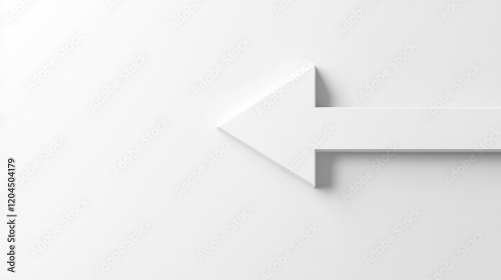 Poster White arrow pointing left on a smooth light background in a minimalist design style. Generative AI
