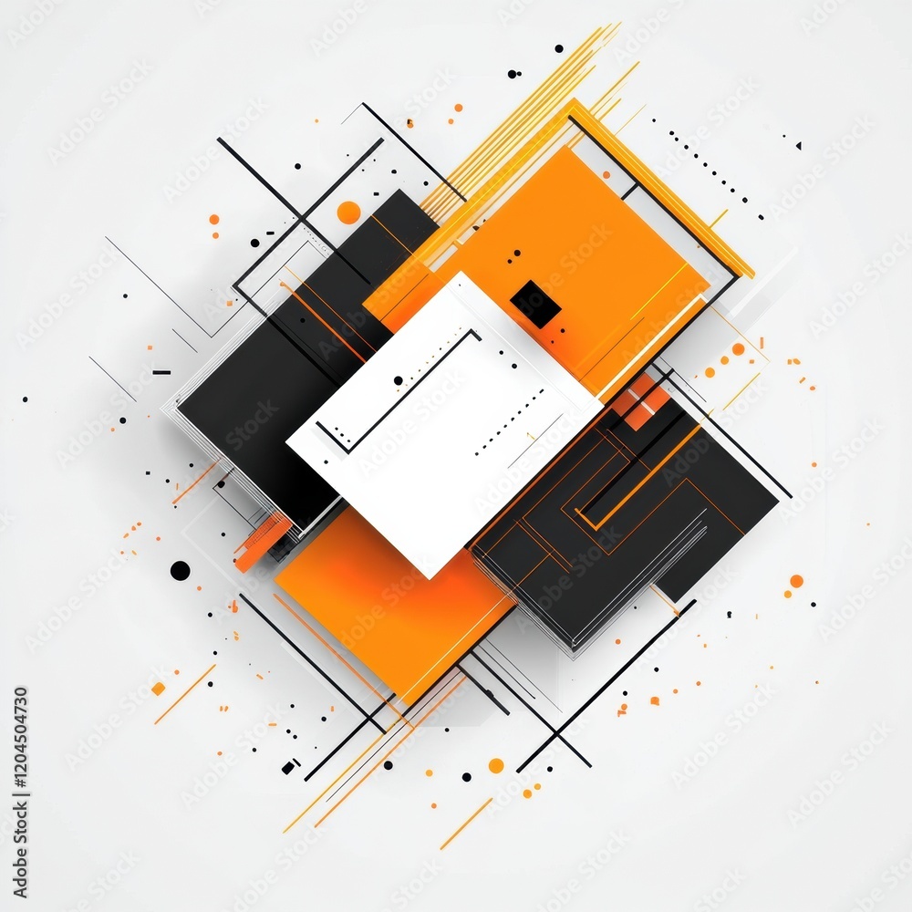 Aufkleber Abstract geometric design featuring bold colors and dynamic lines in a modern art composition. Generative AI