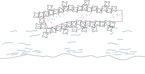 vector sketch illustration of the silhouette design of coral rocks in the sea.eps