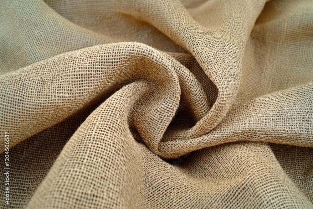Poster close-up shot of tan fabric with texture and weave details