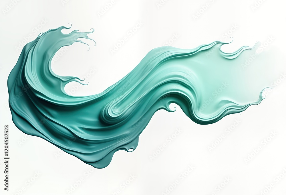 Poster Mint green, seafoam blue abstract shape. Flowing liquid design. Dynamic pattern. Modern abstract art. Creative wallpaper backdrop. Stylish visual element. Smooth texture. Generative ai art. Ideal for
