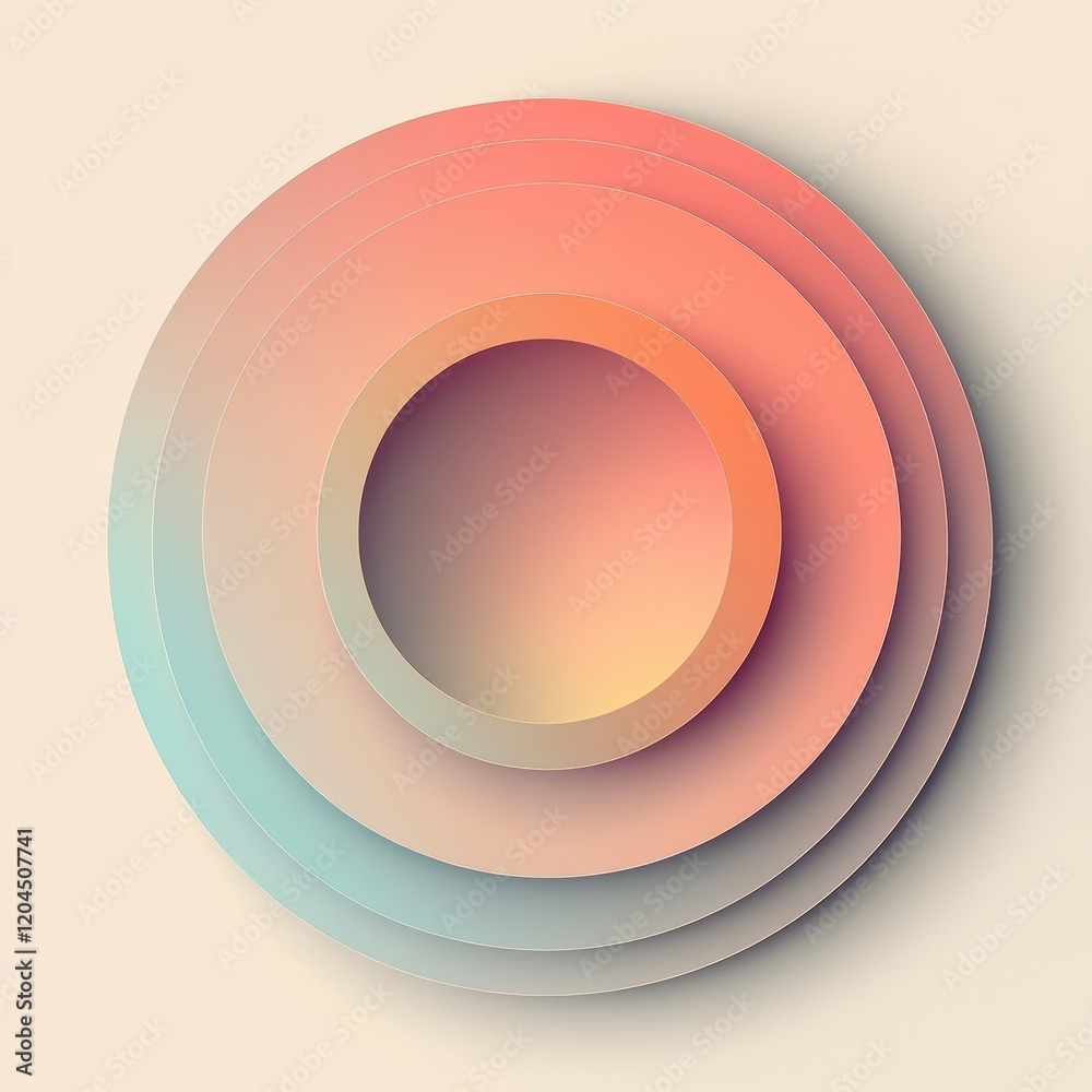 Leinwandbilder Soft pastel concentric circles create a harmonious visual effect in a modern design context. Generative AI