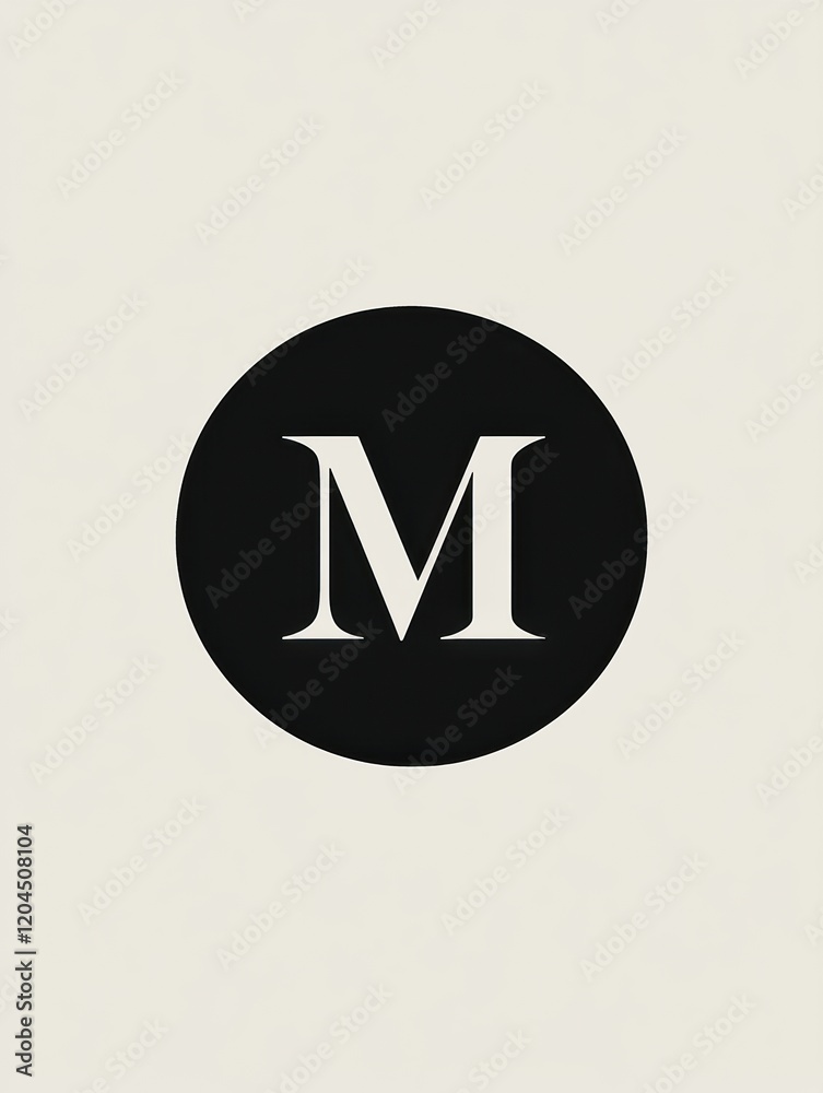 Poster modern minimalist logo featuring the letter m on a simple background. generative ai