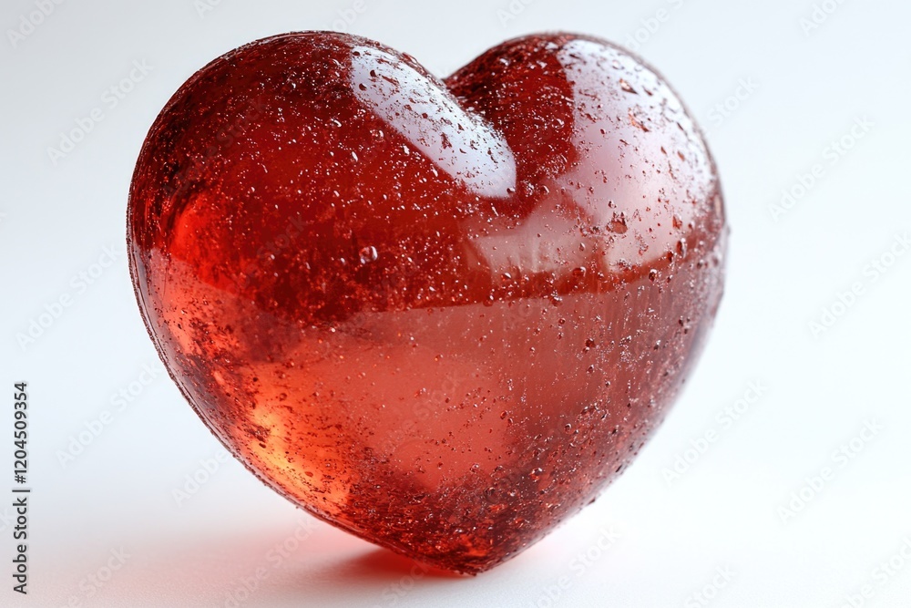 Poster A single red heart-shaped glass object sits on a white surface, ready for use in various settings