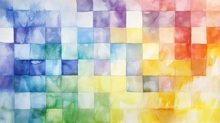 Vibrant abstract watercolor grid pattern