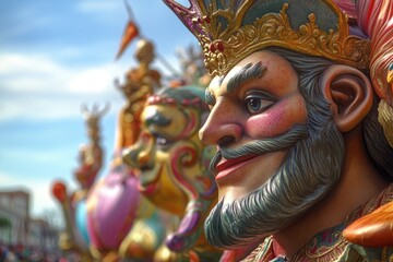 A detailed view of a male figure wearing a regal crown, ideal for use in historical or royalty-themed projects