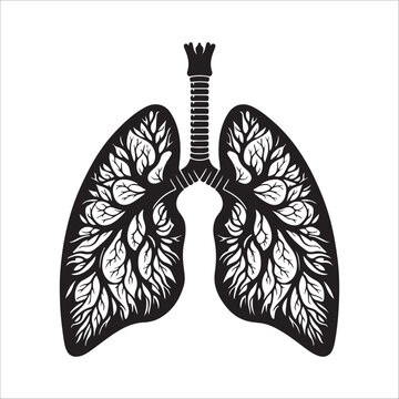recommend clip art: Lung Anatomy Silhouette - Vector Illustration of Human Respiratory System