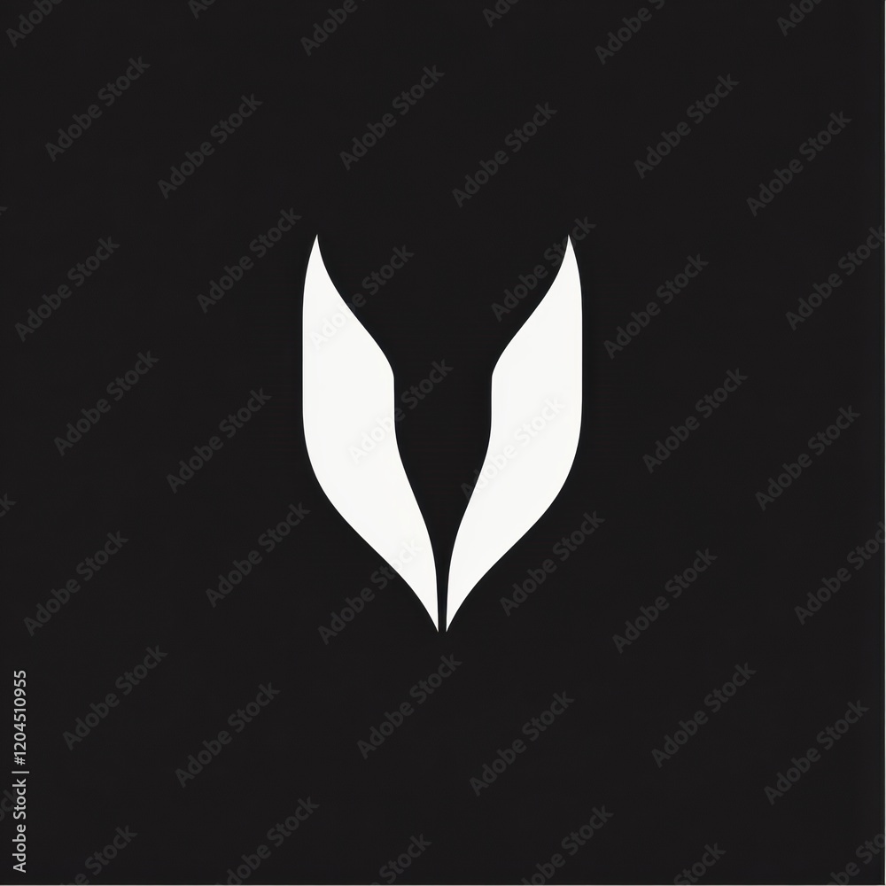 Poster Unique abstract design featuring a symmetrical white shape on a black background, creating an intriguing visual contrast. Generative AI