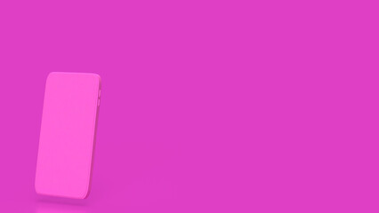 Smart phone on pink Background 3d Rendering.