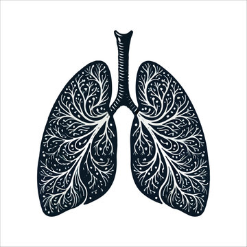 recommend clip art: Lung Anatomy Silhouette - Vector Illustration of Human Respiratory System