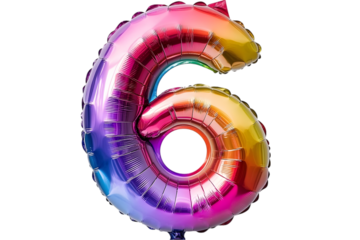 Rainbow Number Six Foil Balloon Festive Celebration Decoration